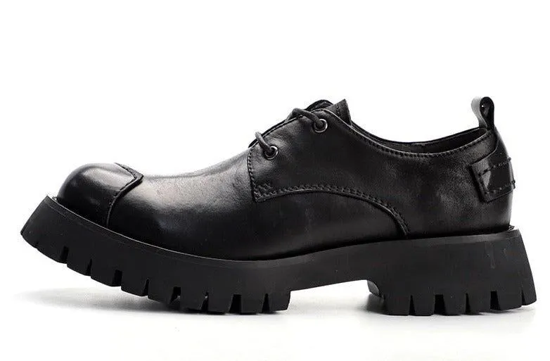 Men's Casual Shoes QD110 - Leather Big Head Platform Oxfords