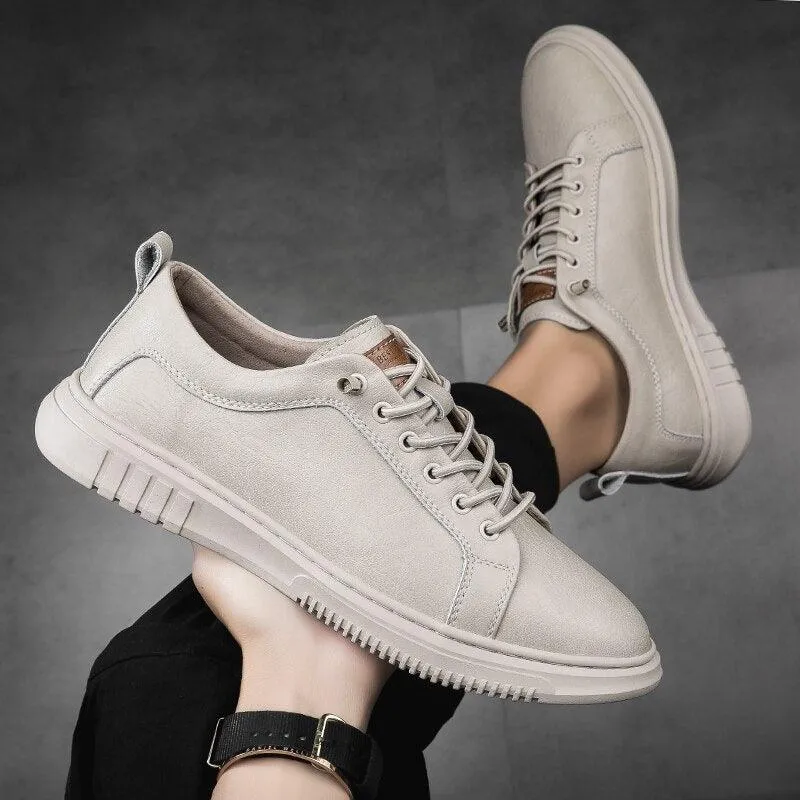 Men's Lightweight Fashion Leather Casual Sneakers: TJ427 Flats Shoes