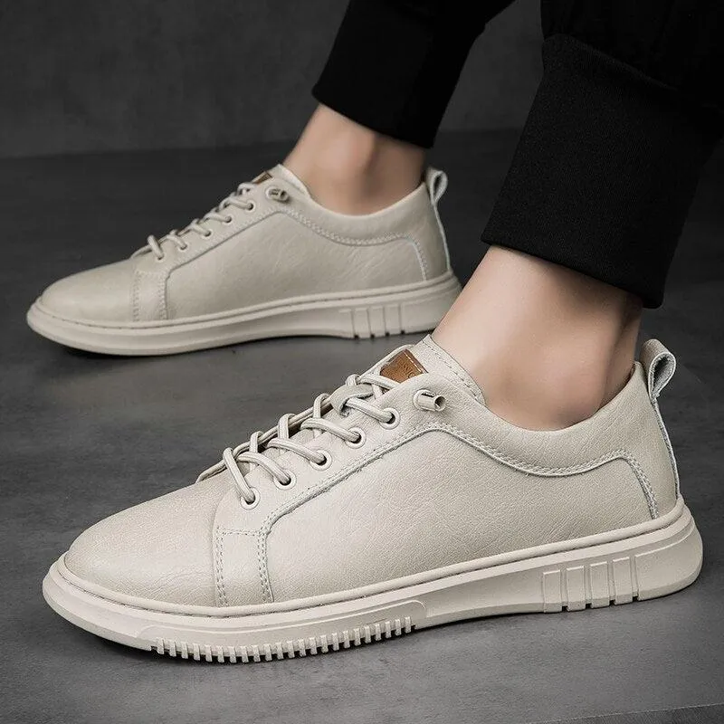 Men's Lightweight Fashion Leather Casual Sneakers: TJ427 Flats Shoes