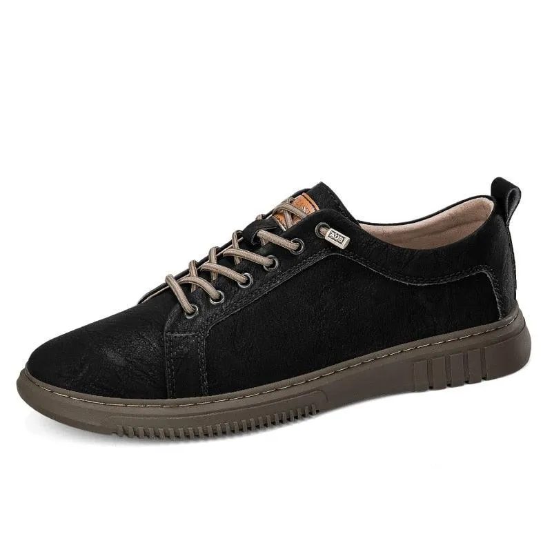 Men's Lightweight Fashion Leather Casual Sneakers: TJ427 Flats Shoes