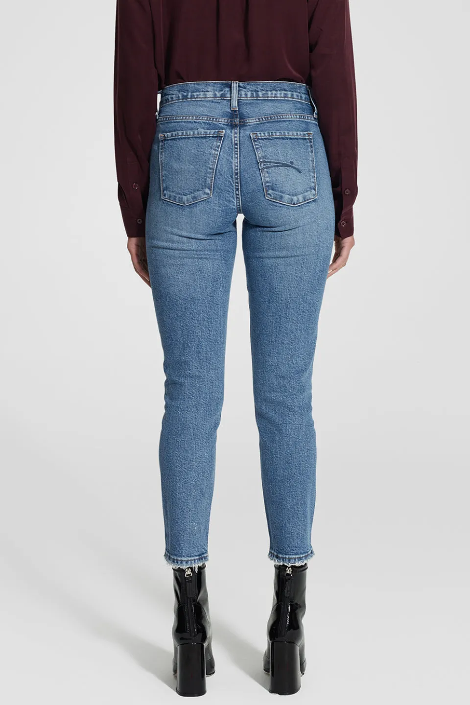 Midi Ankle Forum Blue Raw Hem Denim Jean