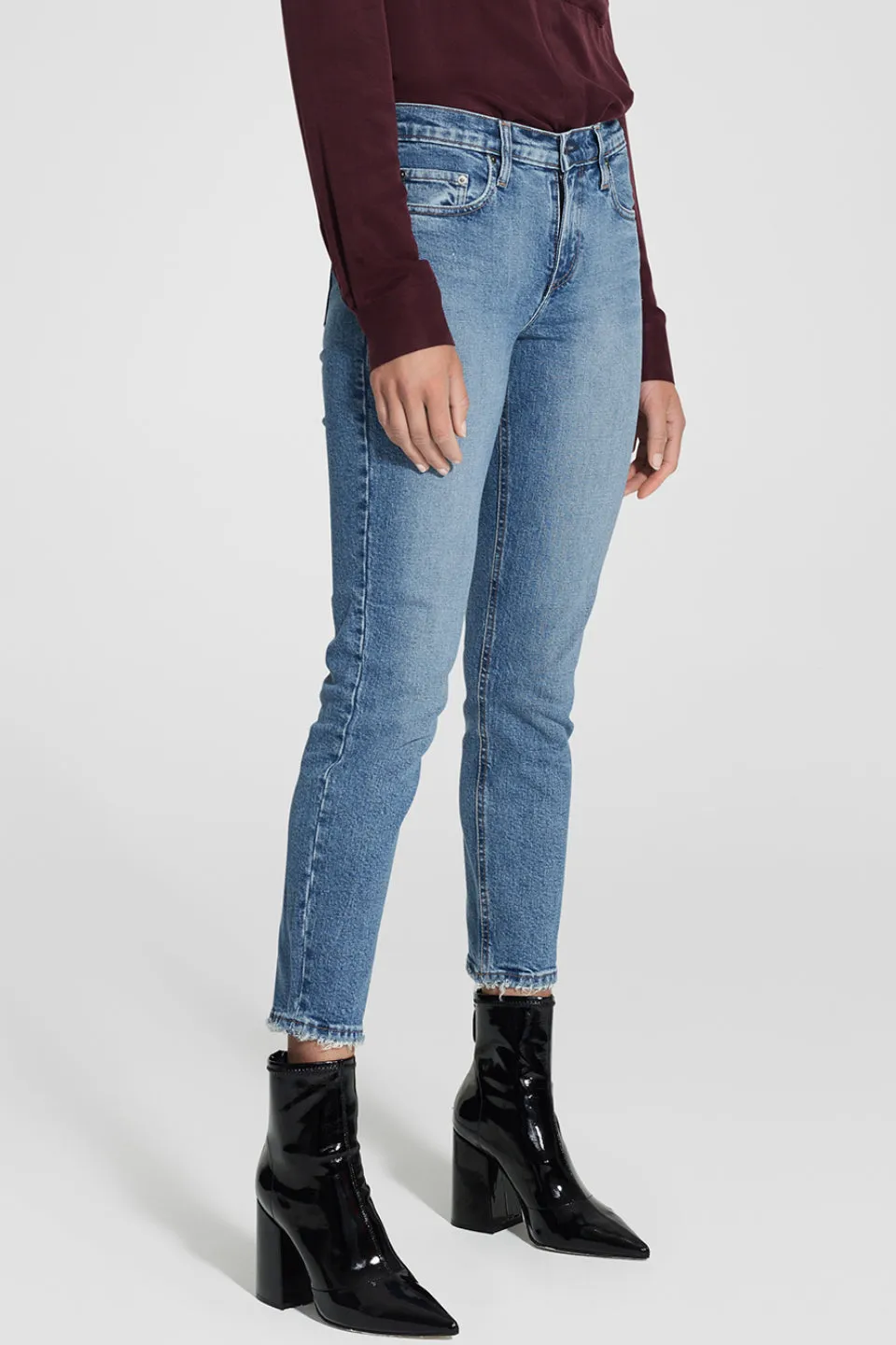 Midi Ankle Forum Blue Raw Hem Denim Jean