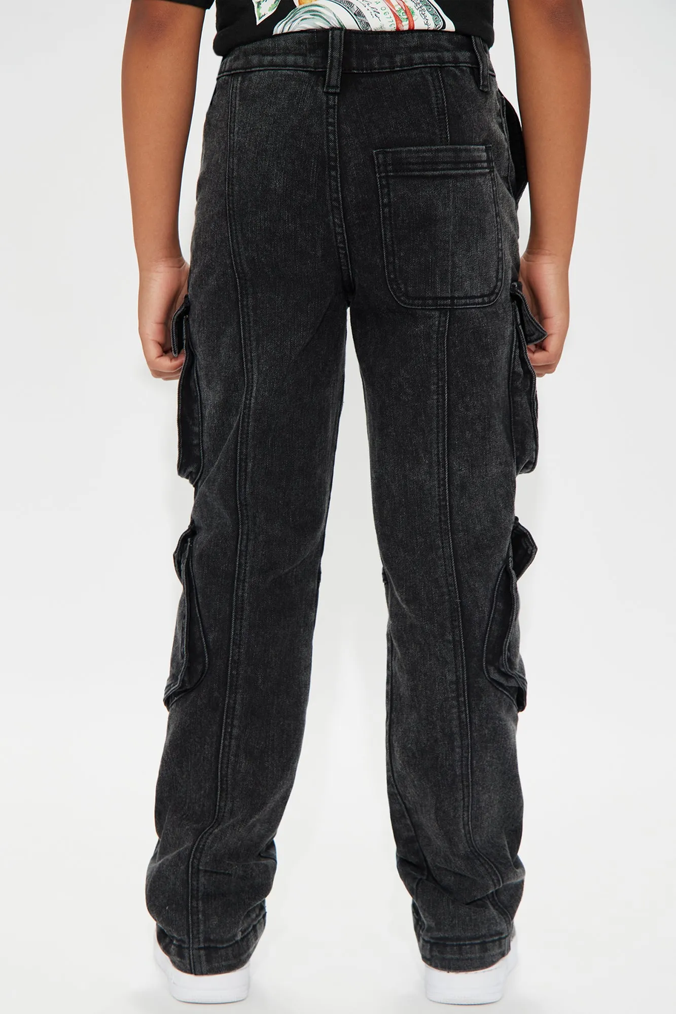 Mini Black Jack Mike Straight Cargo Jeans - Black Wash