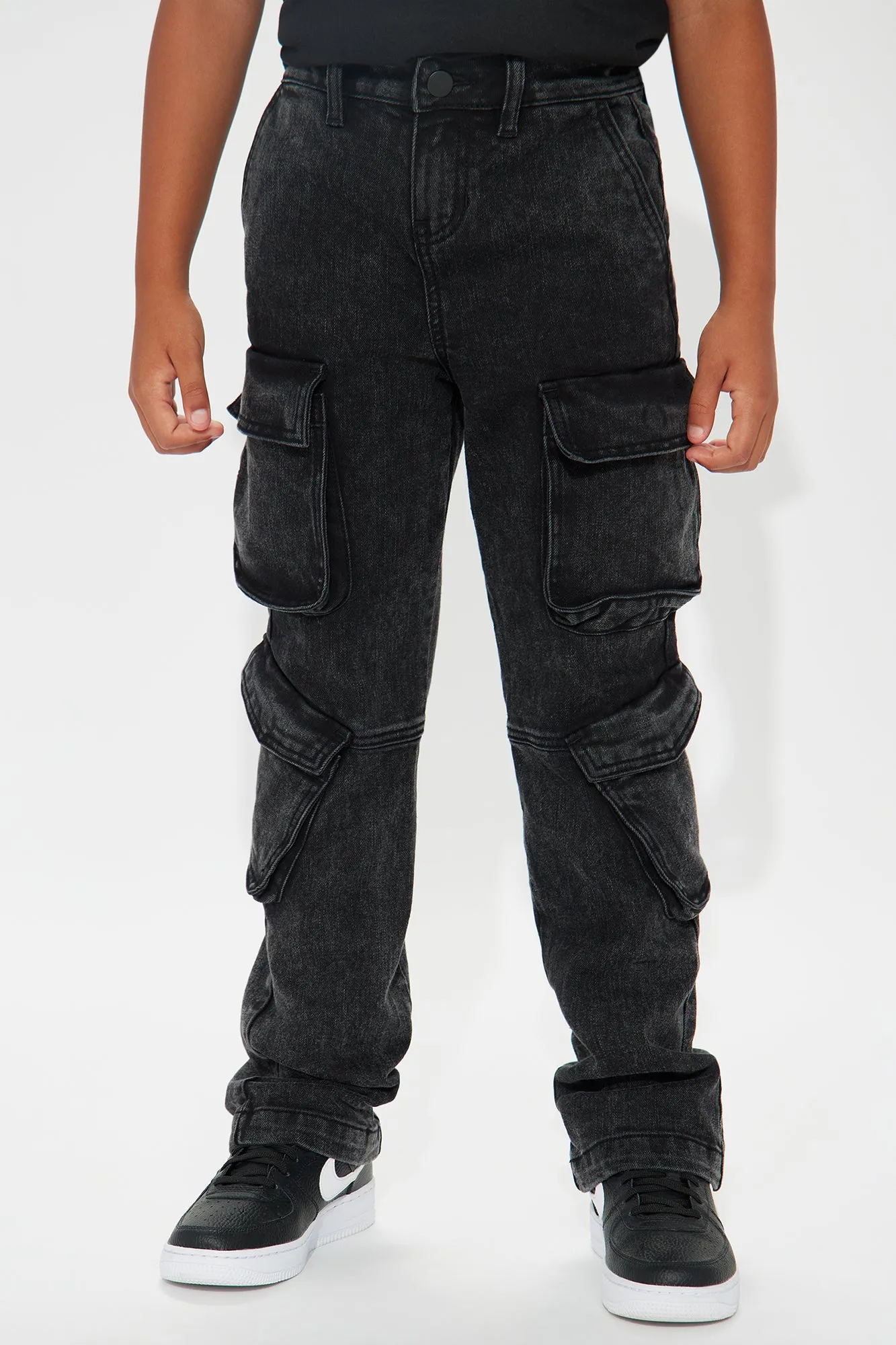 Mini Black Jack Mike Straight Cargo Jeans - Black Wash