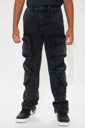 Mini Black Jack Mike Straight Cargo Jeans - Black Wash