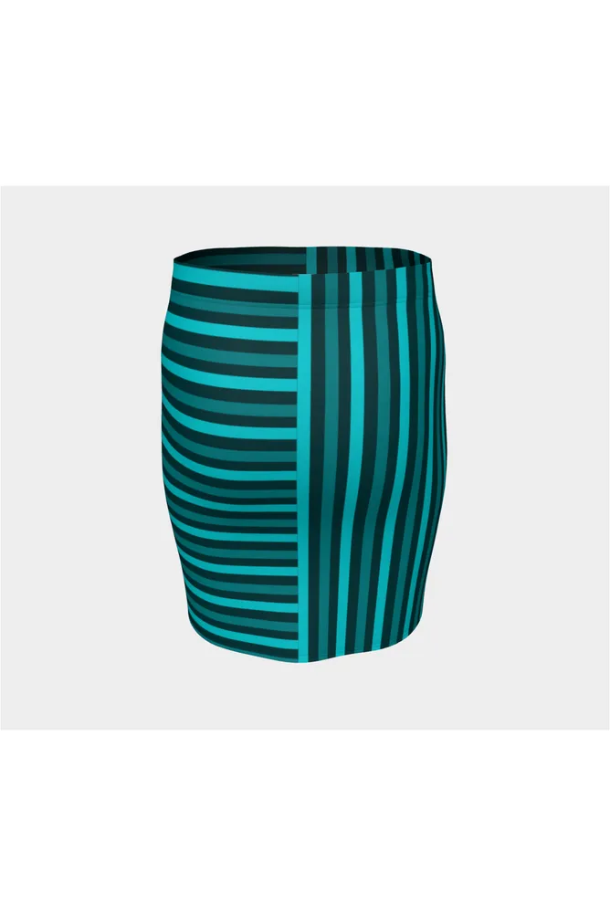 Mint Bi-directional Striped Fitted Skirt