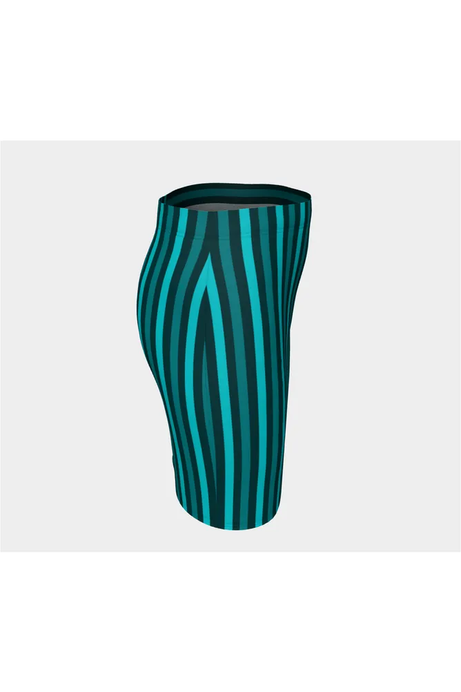 Mint Bi-directional Striped Fitted Skirt