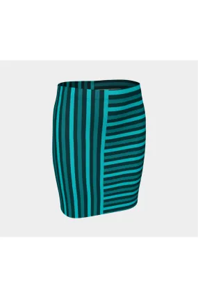 Mint Bi-directional Striped Fitted Skirt