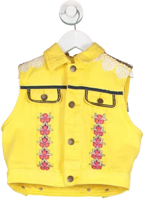 Missy Vintage Yellow Embellished Sleeveless Denim Jacket 4 Years