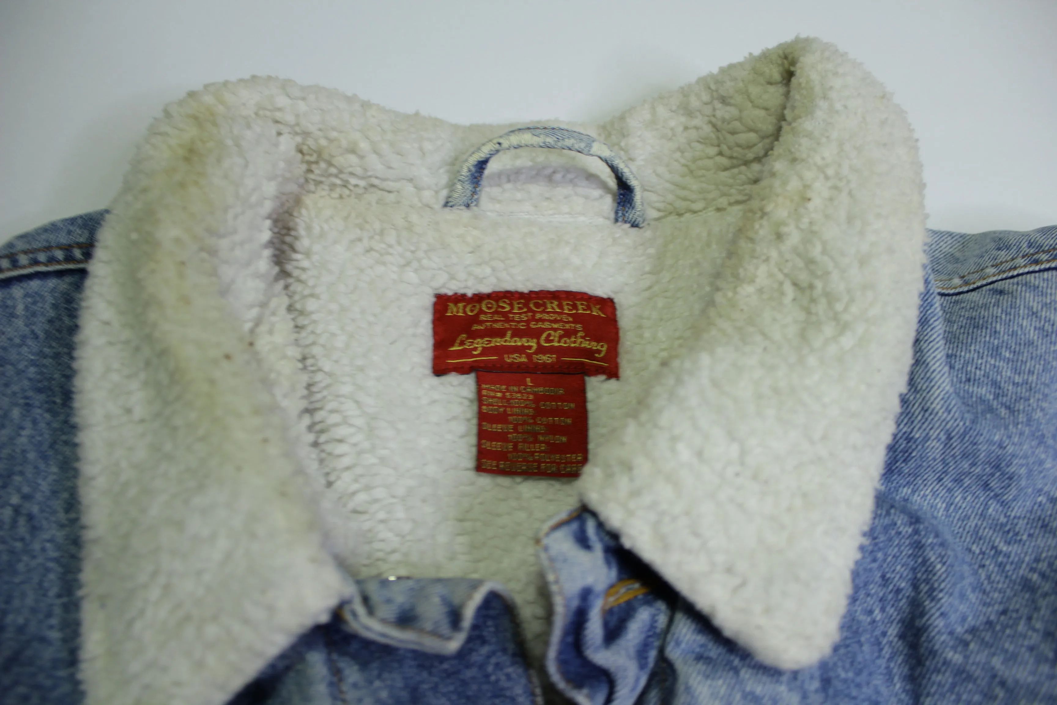 Moose Creek Vintage 90's Sherpa Lined Denim Trucker Jean Jacket