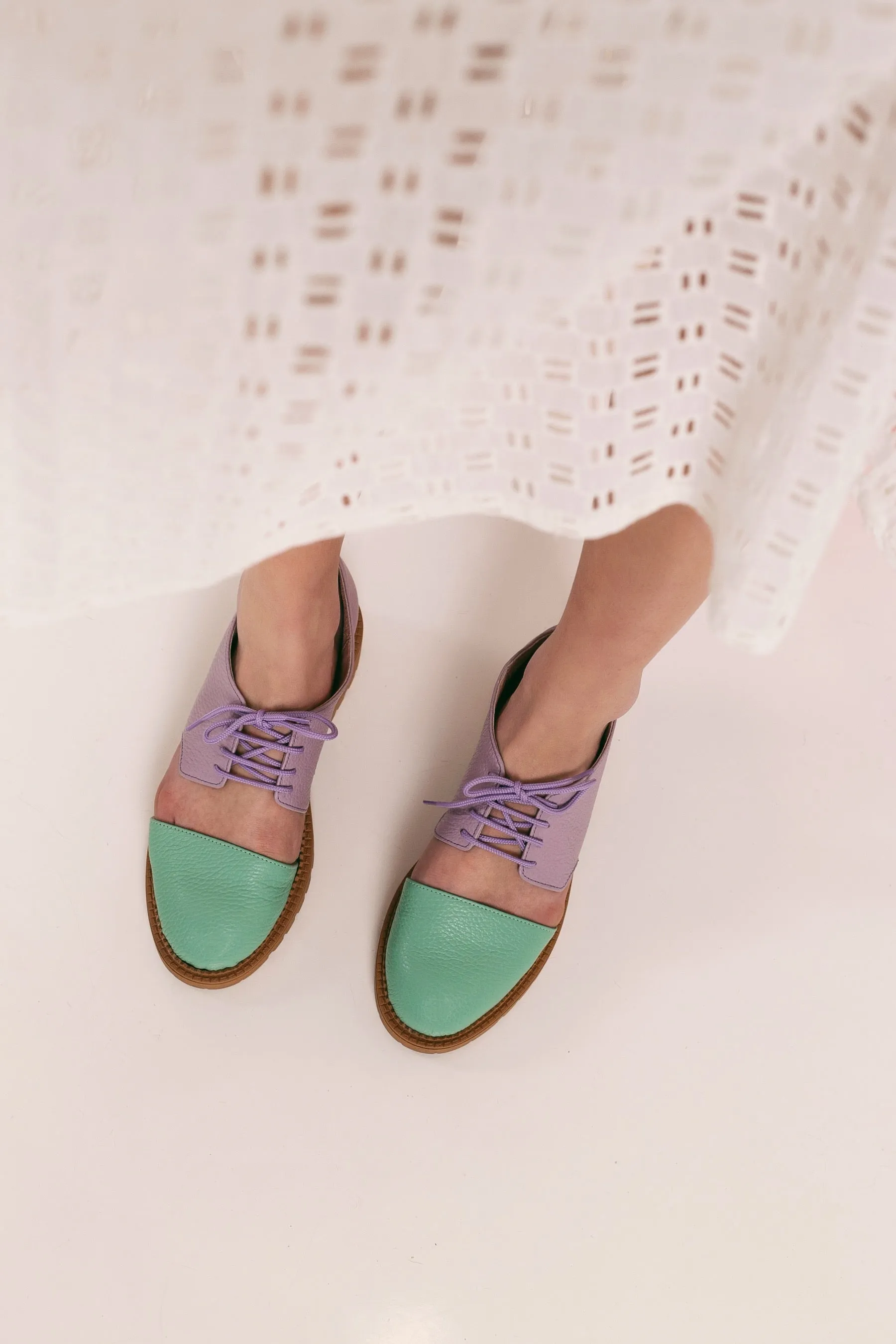 MORGAN MINT/ LILAC OPEN DERBY FLATS