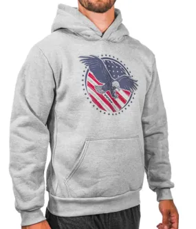 NEW! Land of Free Softtech Lightweight Fleece Hoodie by WSI  Made in USA 672BLHL3X