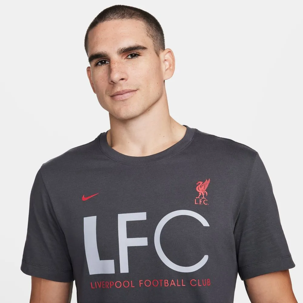 Nike Liverpool FC Mercurial Adult Football T-Shirt (Grey/Gym Red)