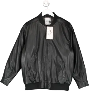 Oh Polly Black Maple  Faux Leather Jacket UK L