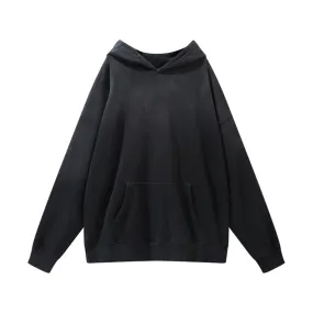 OVERSIZED PULLOVER HOODIE VINTAGE - BLACK