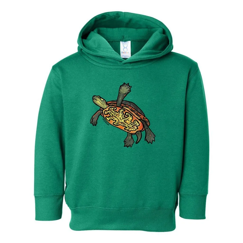 Painted Turtle Toddler Pullover Hoodie, Cute Reptile Top