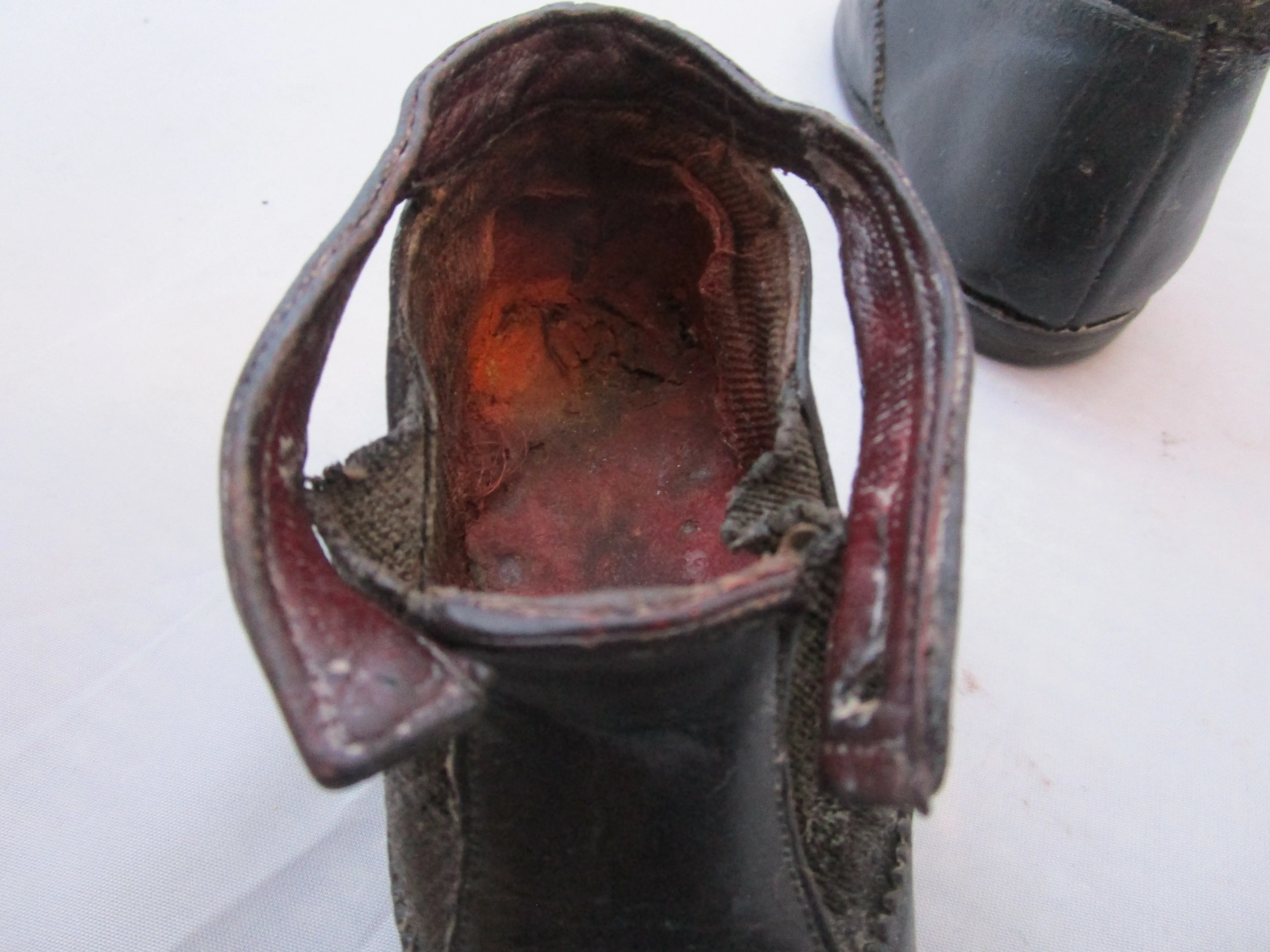 Pair Of Leather Childs Shoes Antique Victorian c1890