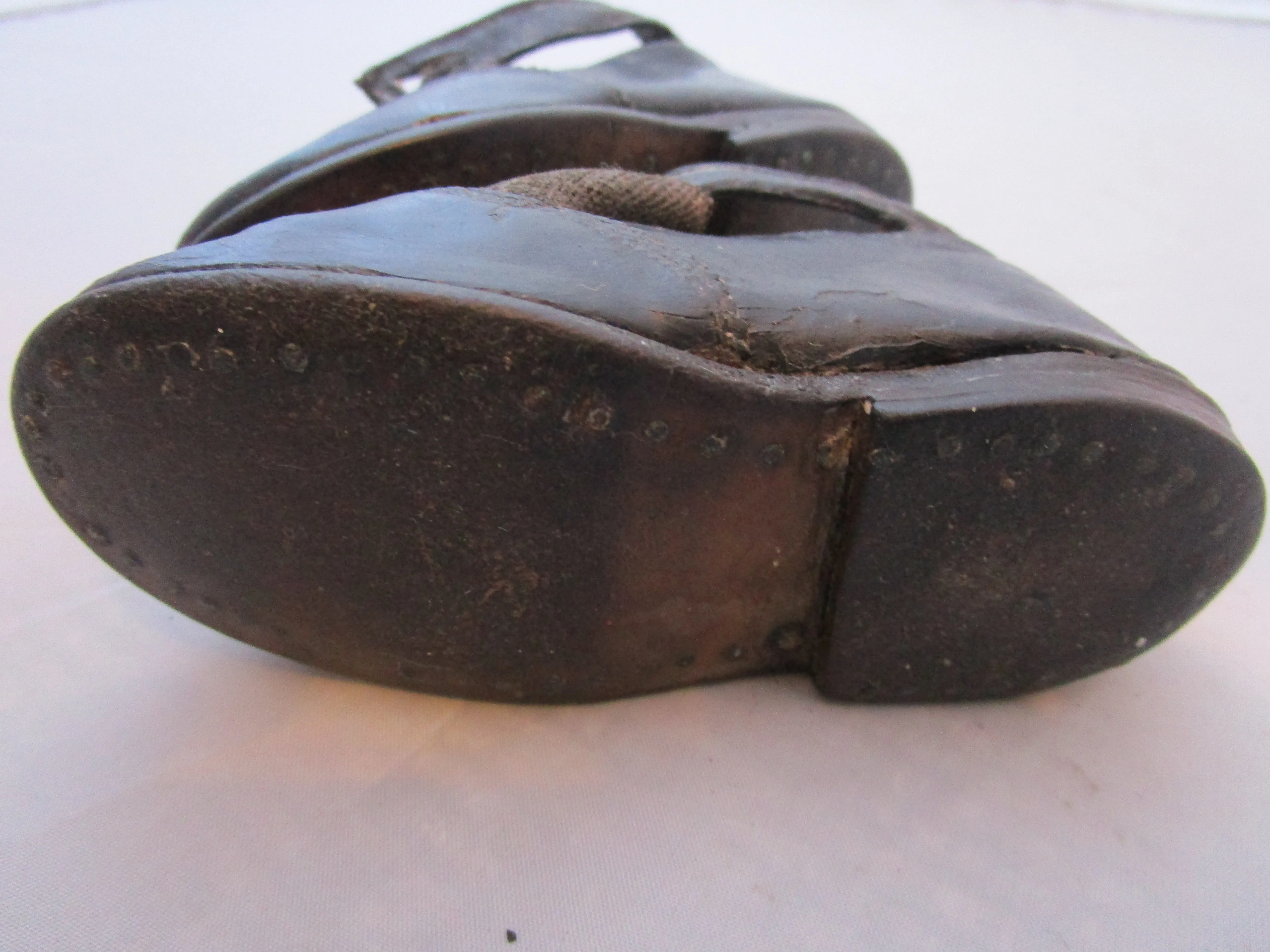 Pair Of Leather Childs Shoes Antique Victorian c1890