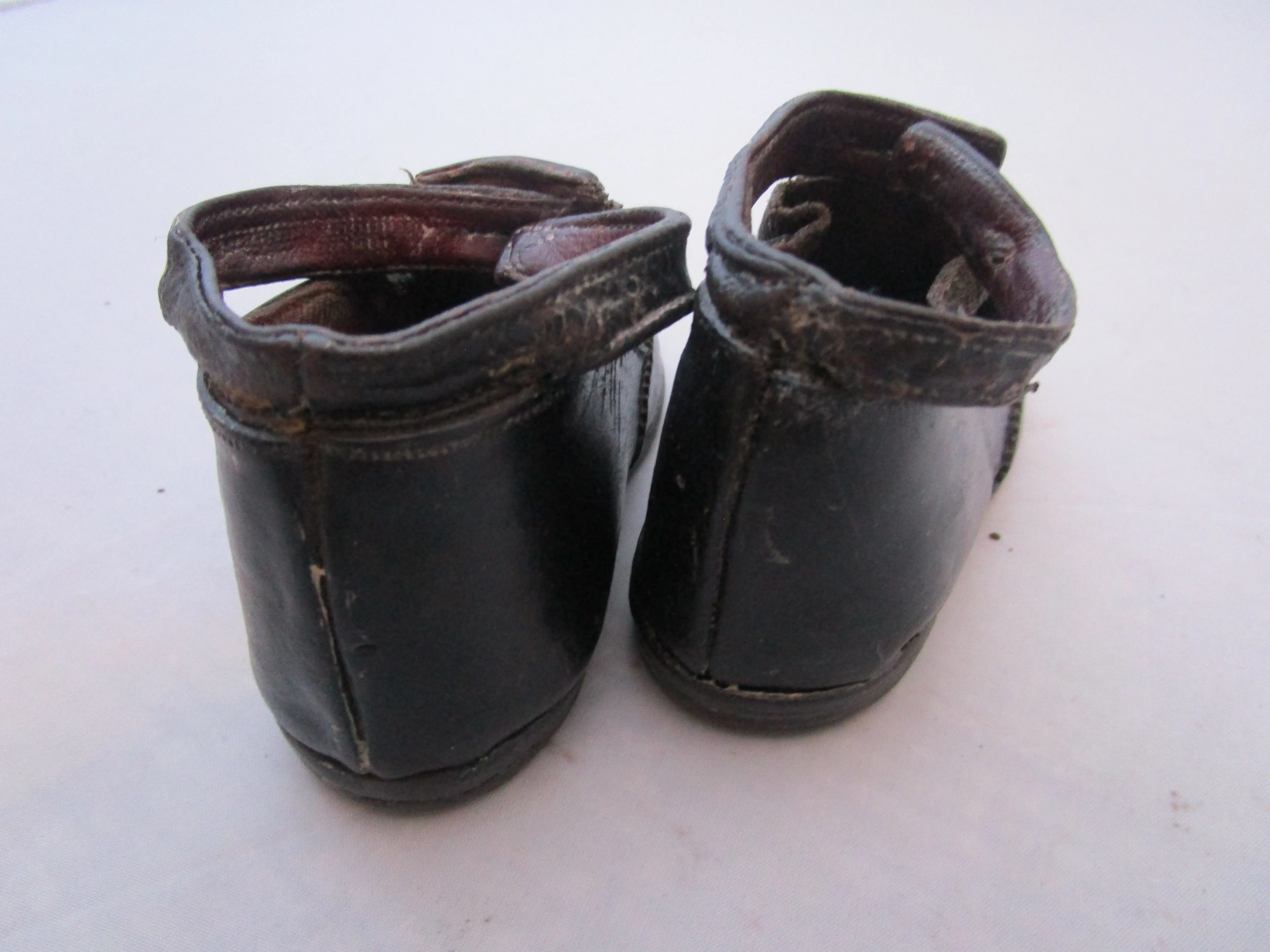 Pair Of Leather Childs Shoes Antique Victorian c1890