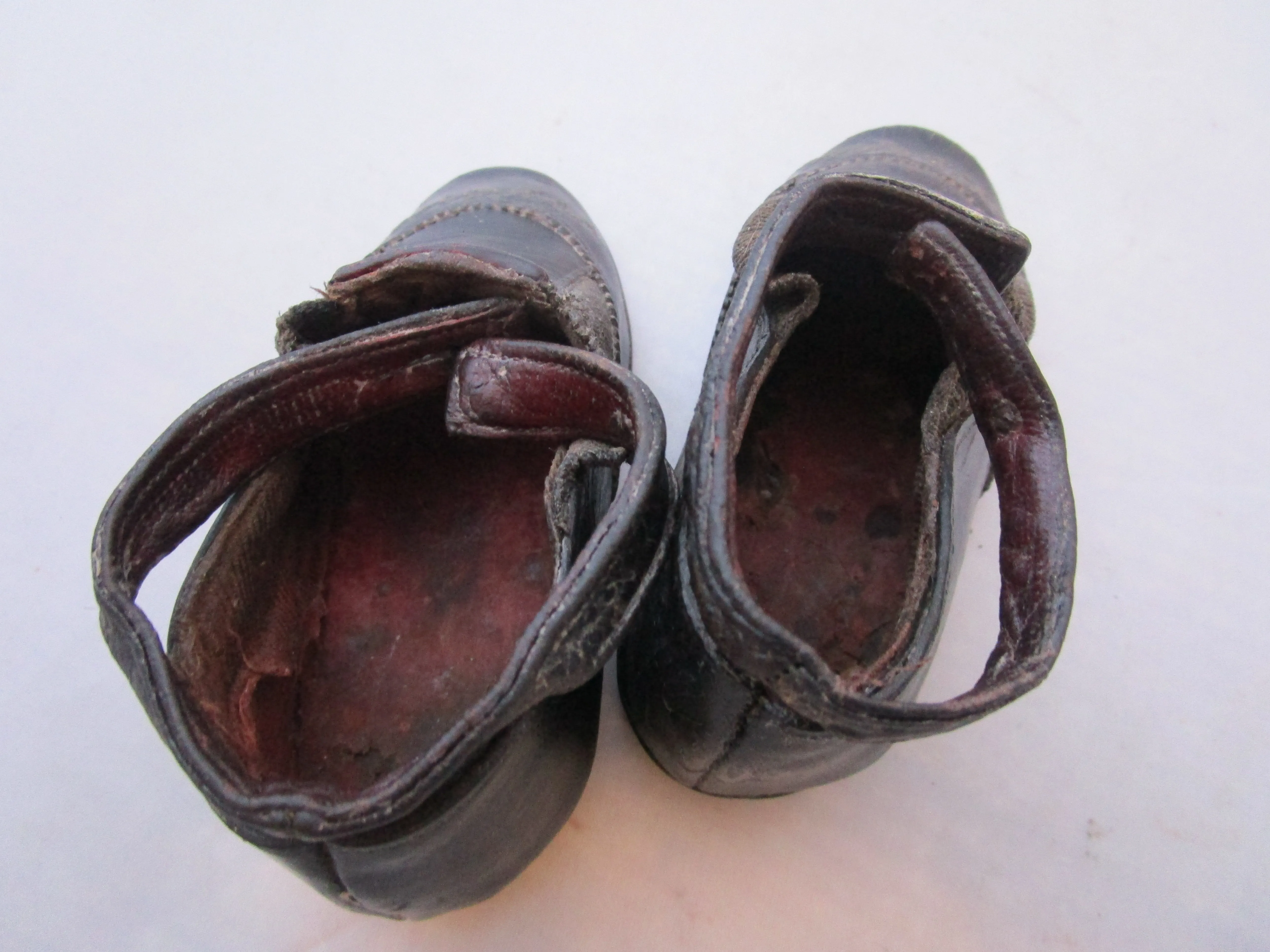 Pair Of Leather Childs Shoes Antique Victorian c1890