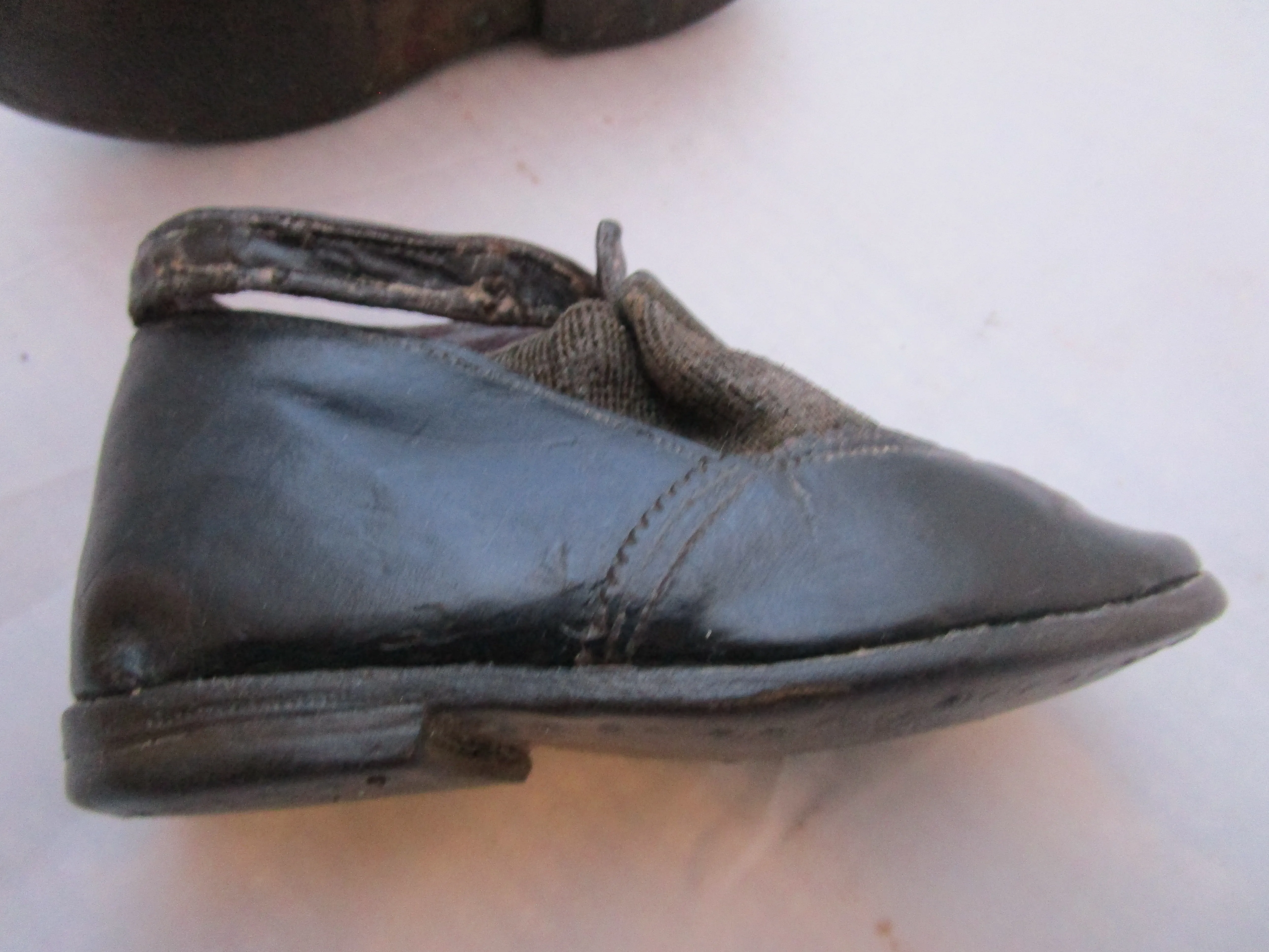 Pair Of Leather Childs Shoes Antique Victorian c1890