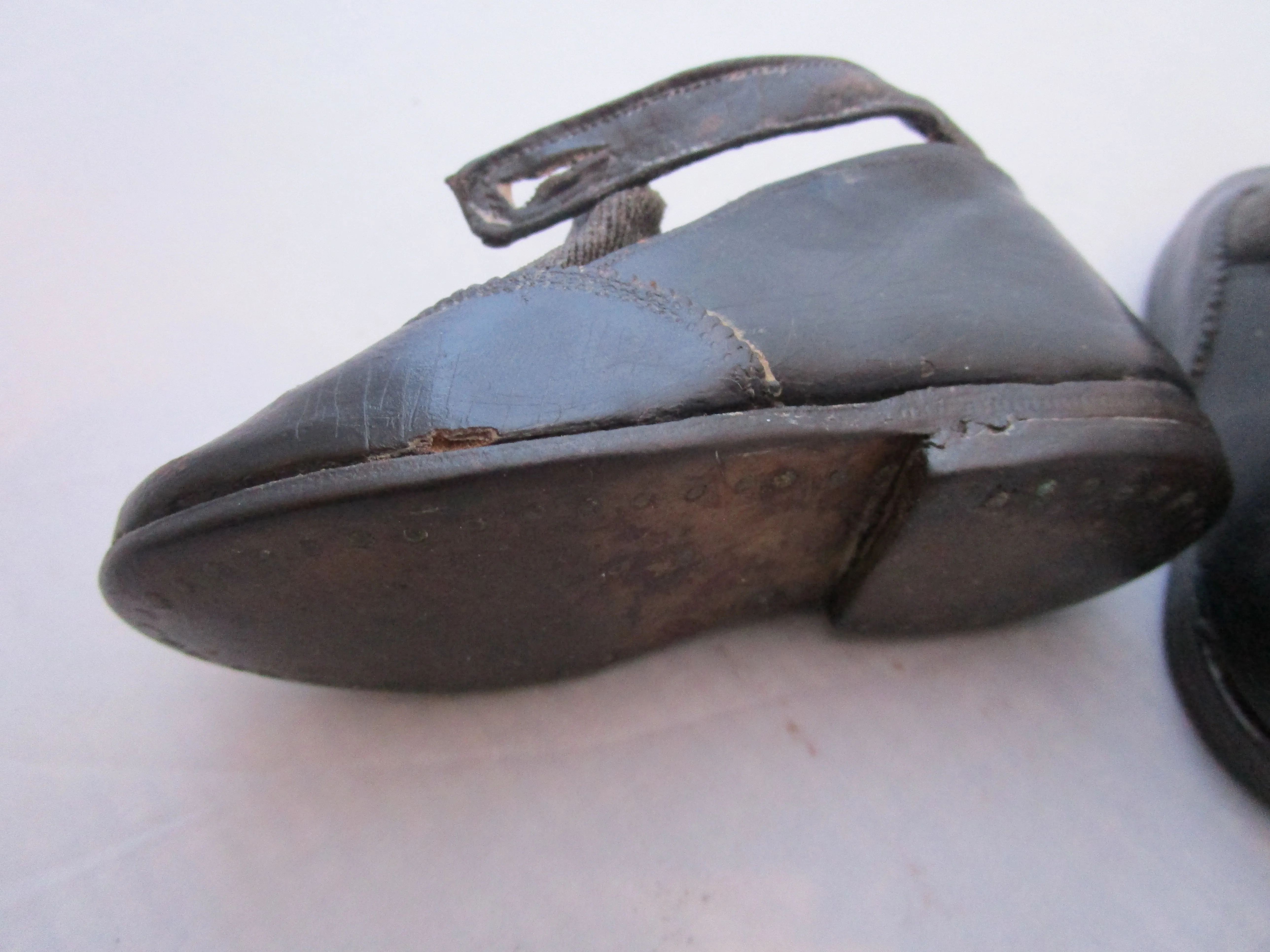 Pair Of Leather Childs Shoes Antique Victorian c1890