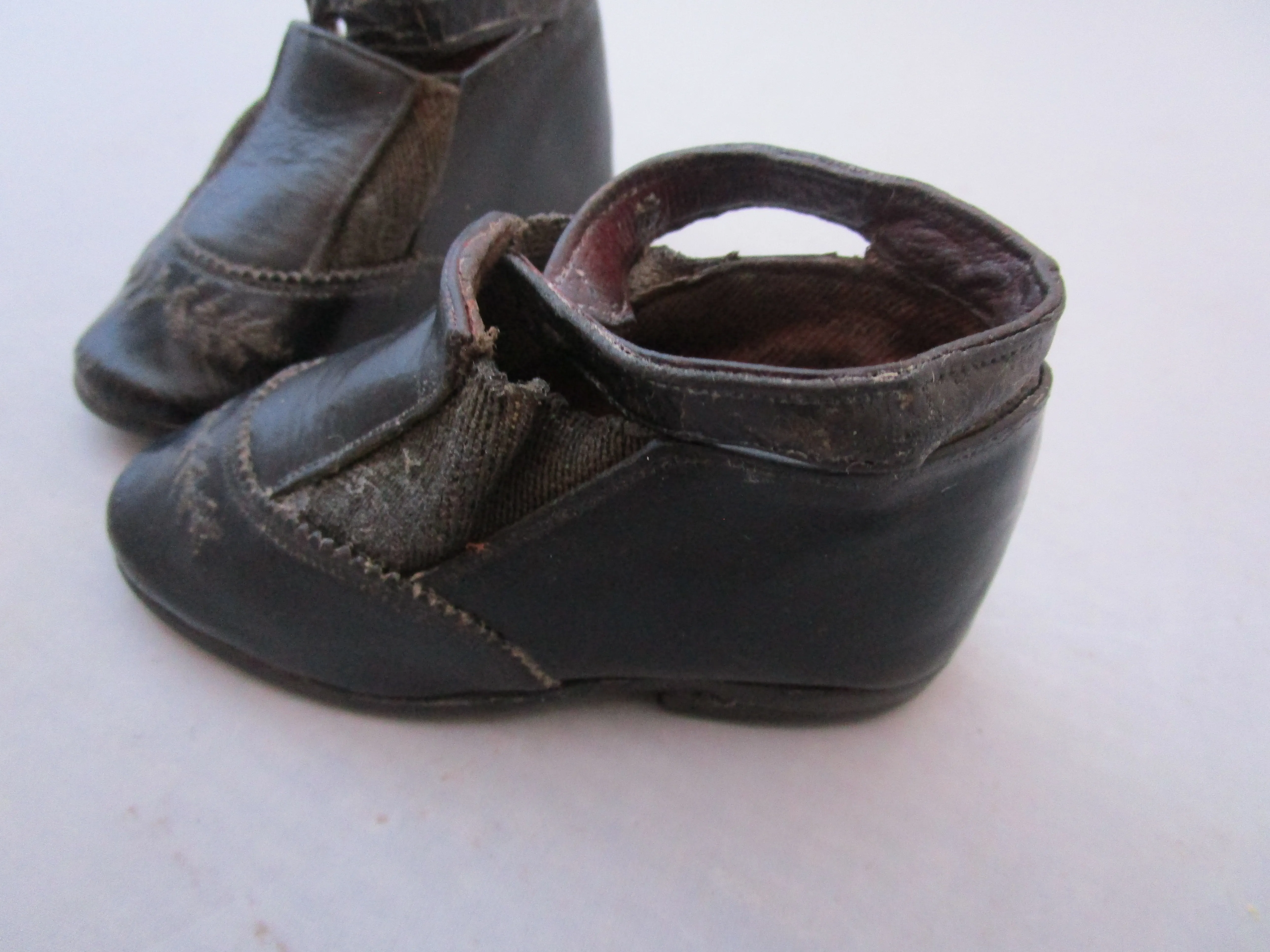 Pair Of Leather Childs Shoes Antique Victorian c1890