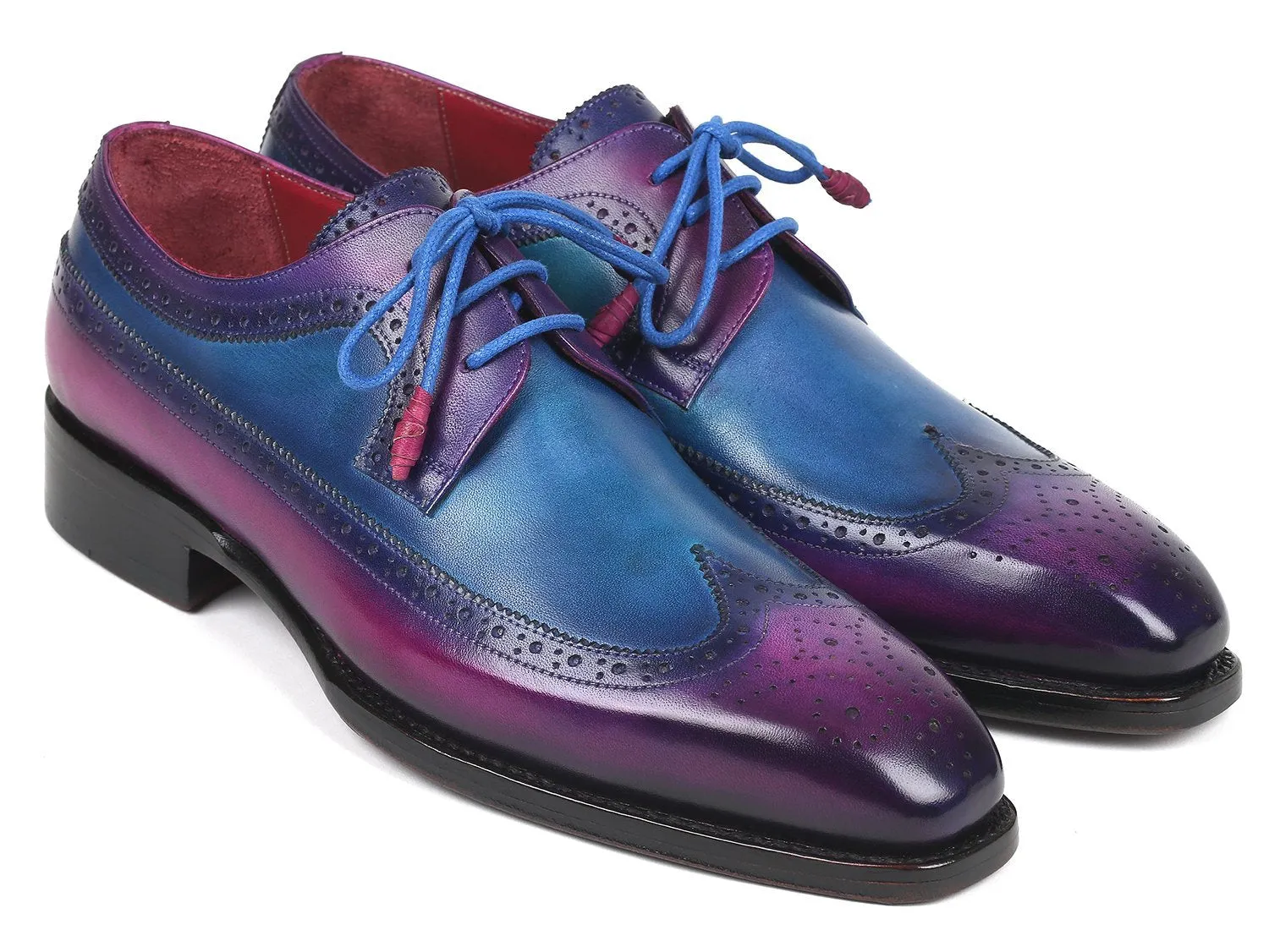 Paul Parkman Goodyear Welted Wingtip Derby Shoes Purple & Blue (ID#511V63)