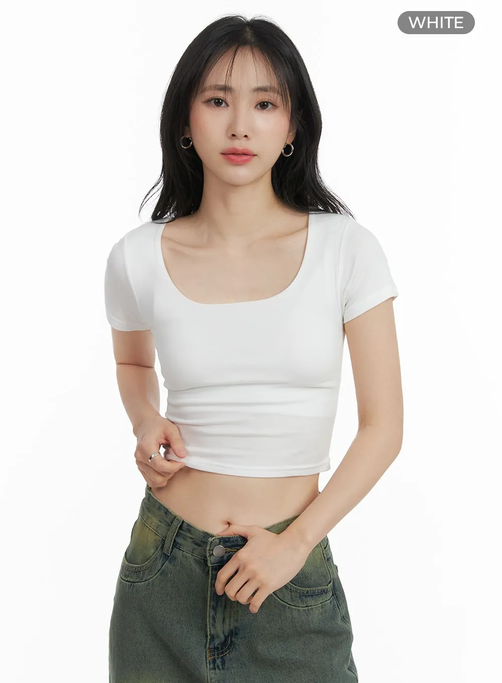 Round Neck Basic Crop Tee OM408