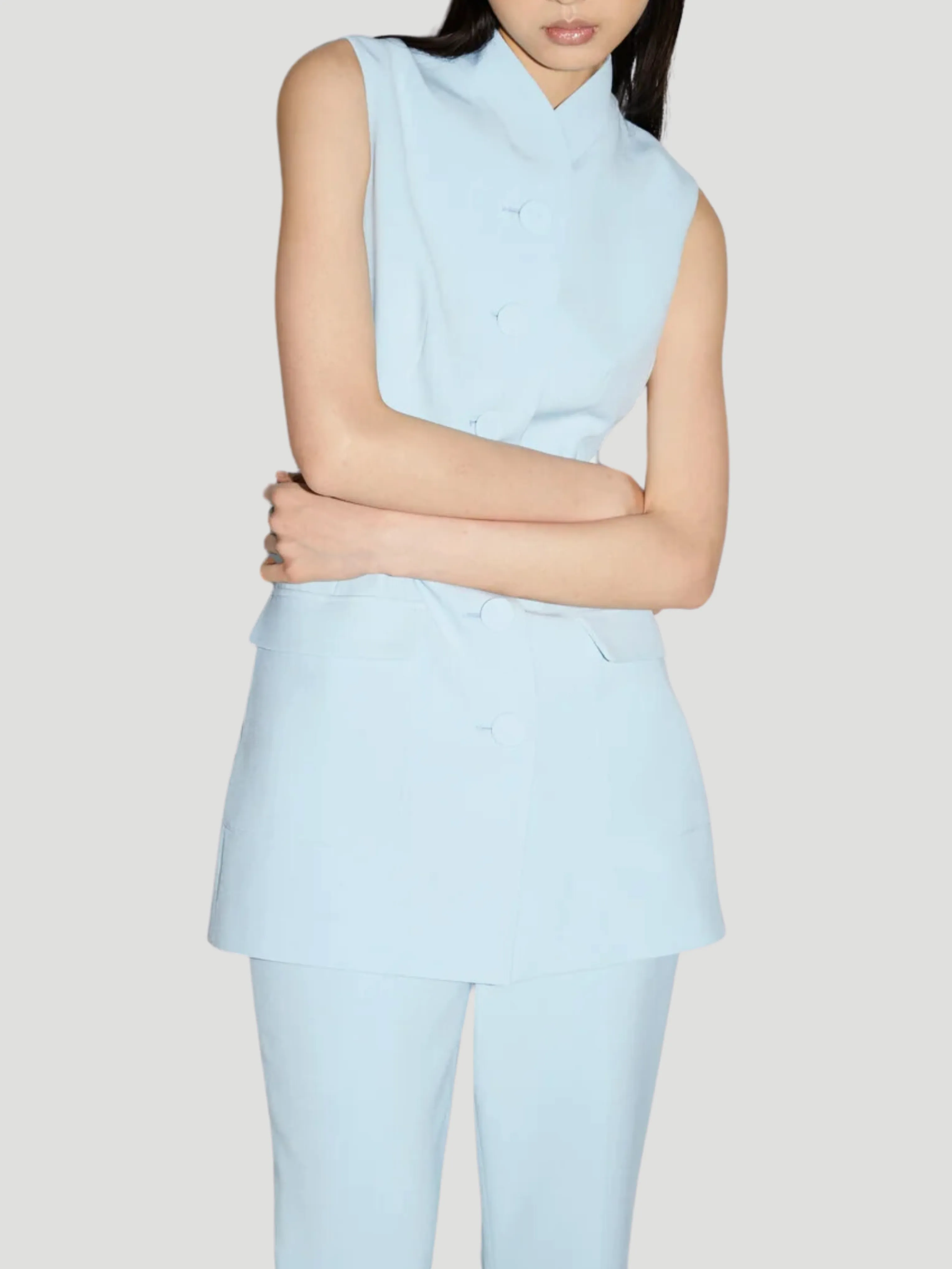 Sky Blue Page Sleeveless Jacket