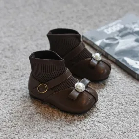 T21180 Toddler Casual Shoes - Leather Flat Ankle Boot