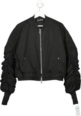 The Couture Club Black Ruched Detail Bomber Jacket UK 12