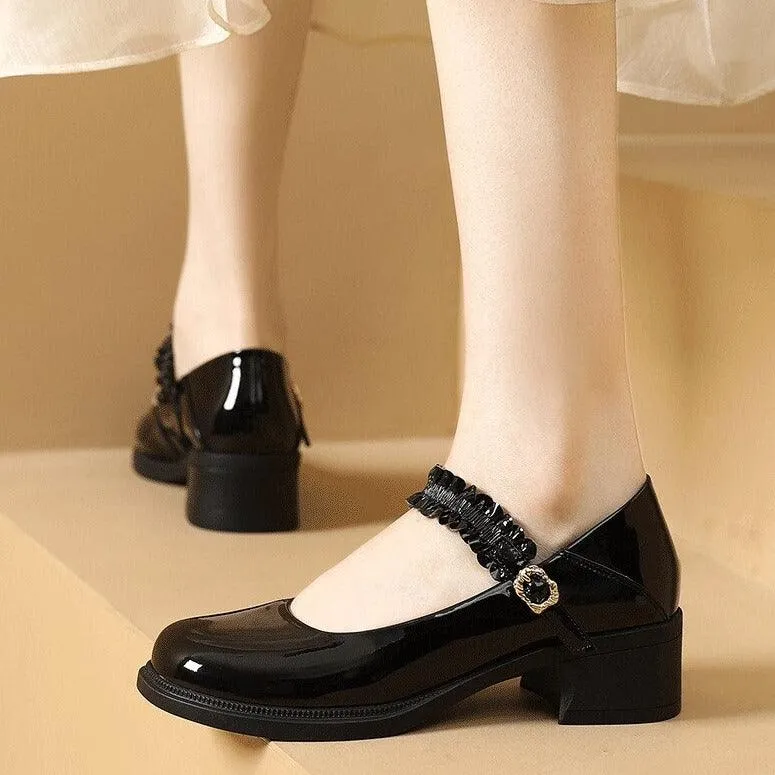 TL229 Women's Casual Shoes: Patent Leather with Thick Soles and High Heels