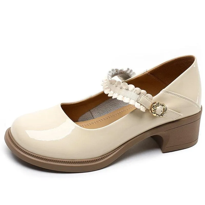 TL229 Women's Casual Shoes: Patent Leather with Thick Soles and High Heels