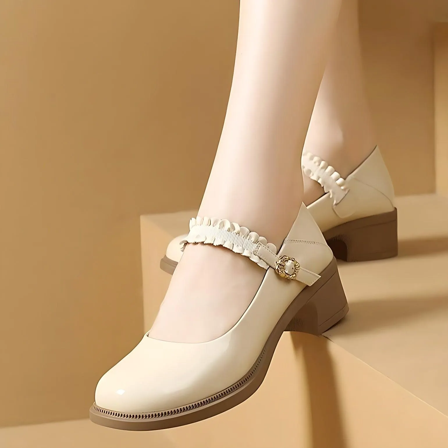 TL229 Women's Casual Shoes: Patent Leather with Thick Soles and High Heels