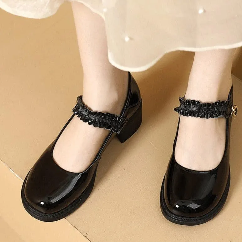 TL229 Women's Casual Shoes: Patent Leather with Thick Soles and High Heels