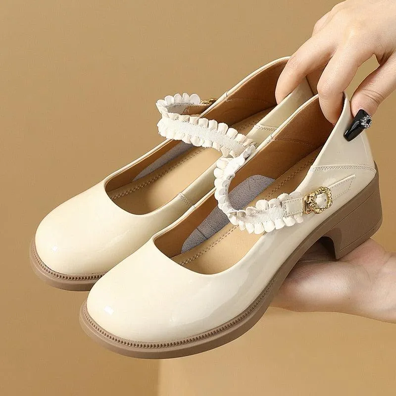 TL229 Women's Casual Shoes: Patent Leather with Thick Soles and High Heels