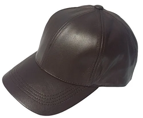 Unisex PU Leather Curved Bill Baseball Cap Hat Imported