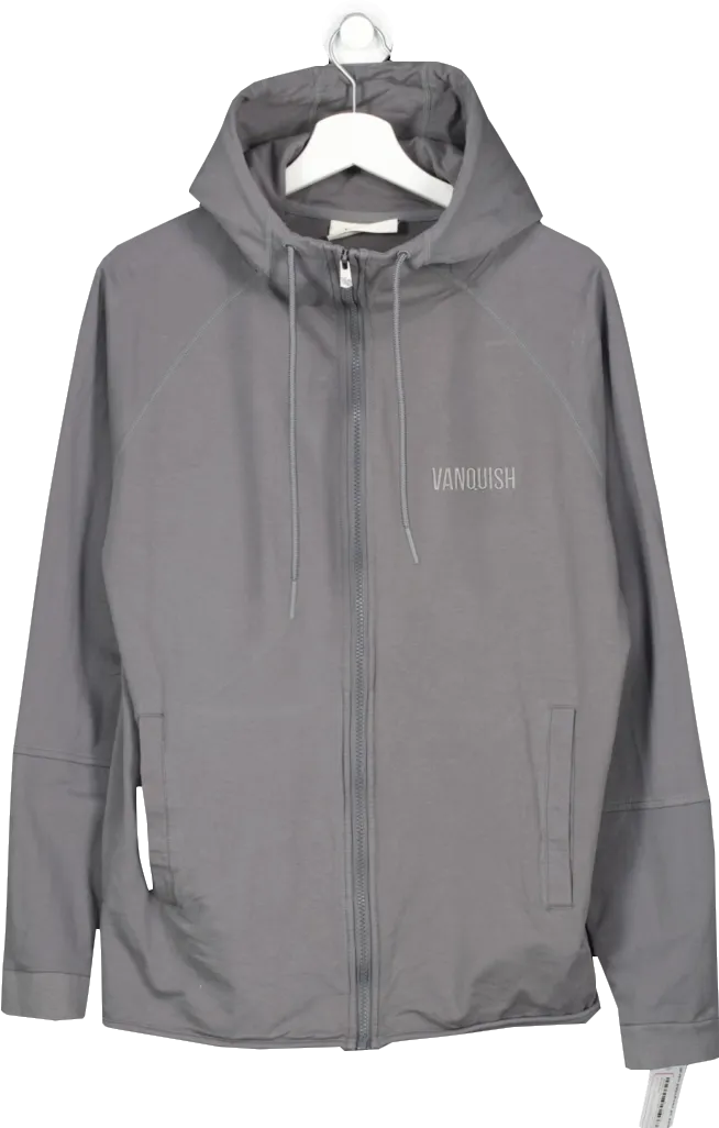 Vanquish Grey Eclipse V2 Full Zip Front Hoodie - UK Size L - Stylish and Comfortable Zip Up Sweatshirt