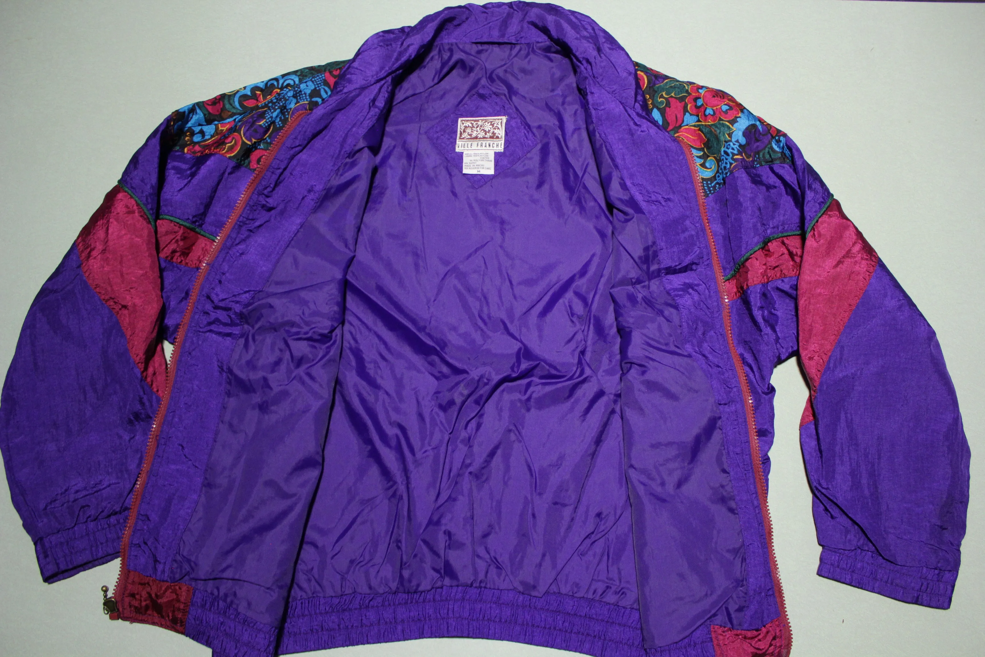 Ville Franche Bling Floral Vintage 90's Grandma Windbreaker Jacket