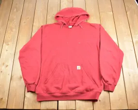 Vintage 1990s Carhartt Red Hoodie / Vintage Workwear / Size XL / Carhartt Sweater / Embroidered / Blank / 90s Carhartt