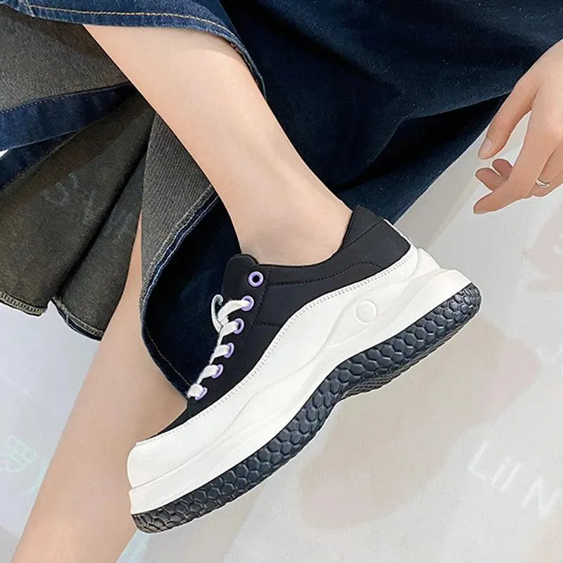 Y107 Women's Casual Shoes - Leather Platform Sneakers