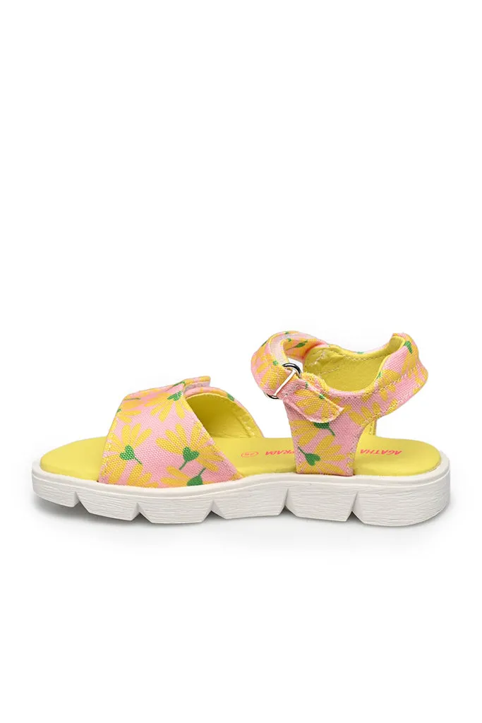 Yellow on Pink Flower Sandals